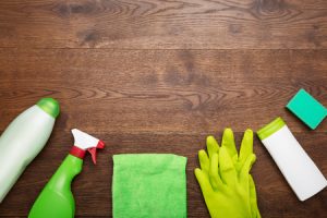 cleanign products on table